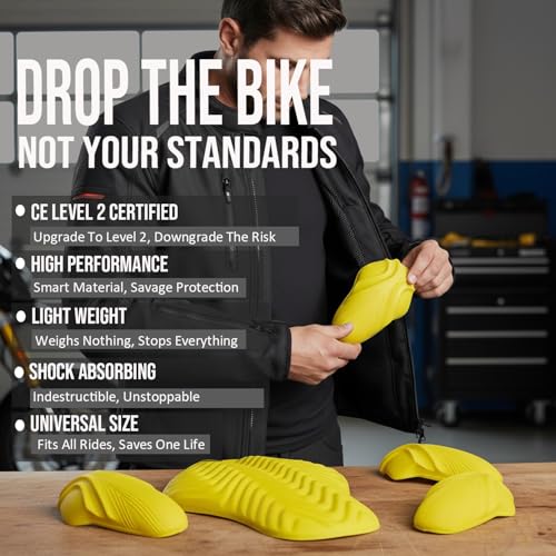 Image of Jackets 4 Bikes CE Level 2 Back, Elbow and Shoulder Certified Armor Pads 5 PC Set, Motorcycle Armor Protector Inserts for Motorcycle Jackets Unisex