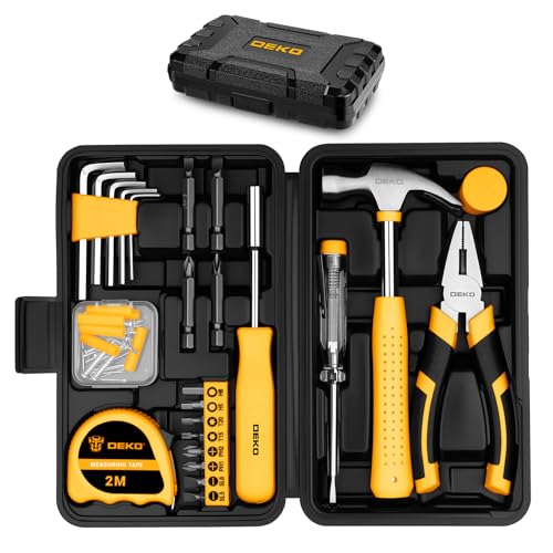 Tool Set 56 PCS Small Tool Kit DEKO Mini Tool Box with Hammer Pliers Screwdriver Bits for DIY Home Repair Kit for Household Drawer Storage Gift for Him