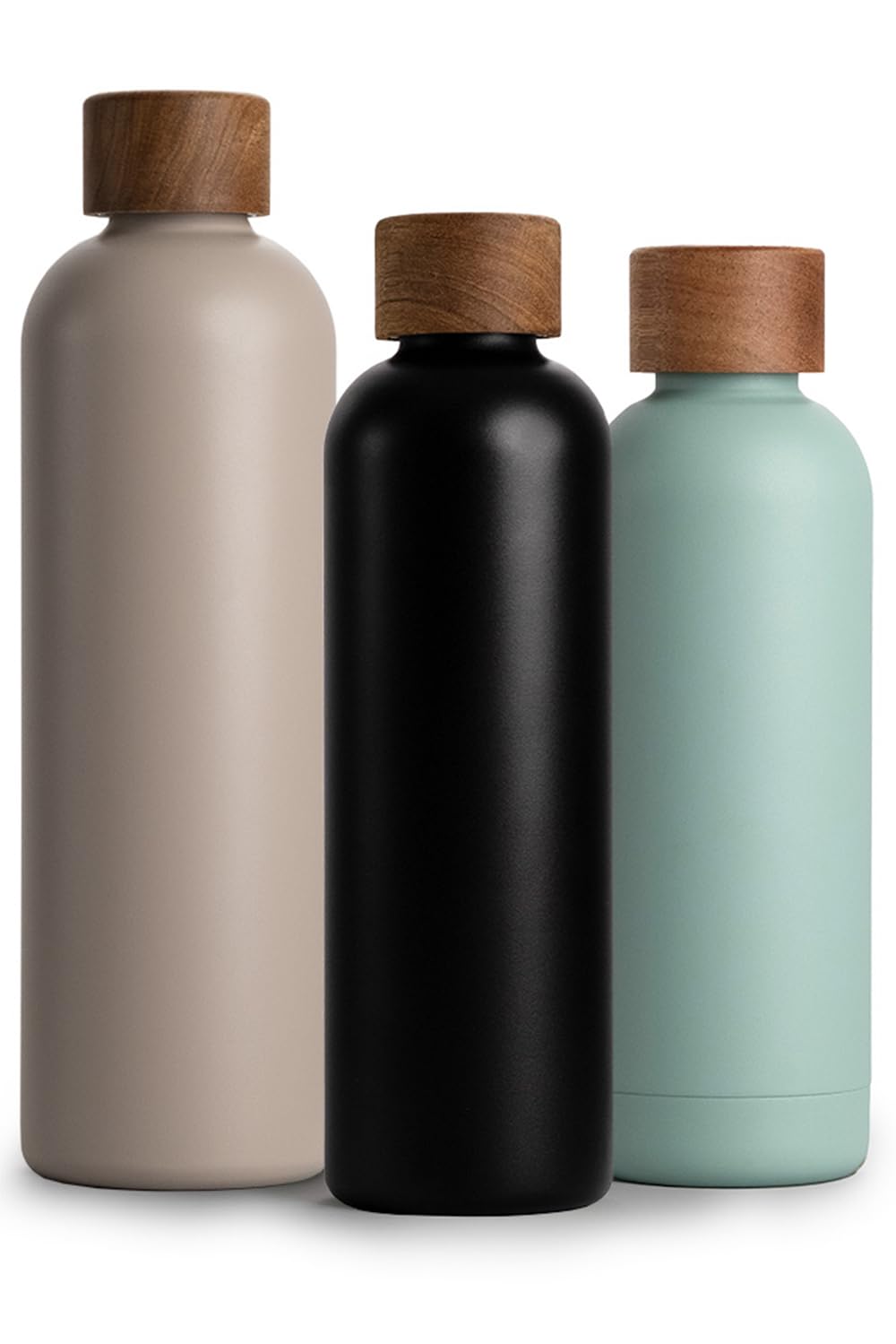 T&N Termo de acero inoxidable de 750 ml, con tapa de madera de acacia, con aislamiento, a prueba de fugas en ácido carbónico, 750 ml, color antracita