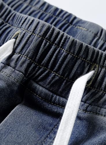 JMIERR Men's Soft Stretch Denim Joggers Drawstring Waist Viscose Blend Pants Comfortable Pull On Trousers, 34, Blue