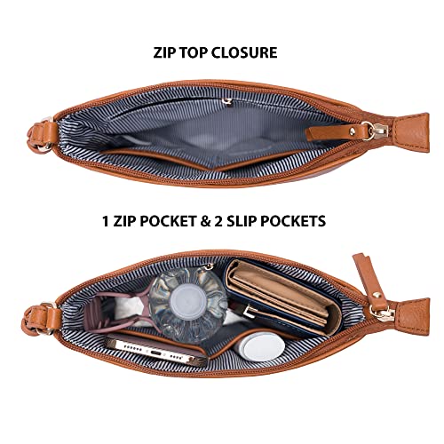 Image of Solene Crossbody Bag Functional Multi Pocket Messenger Purse Top Zip Closure Shoulder Handbag With Adjustable Strap