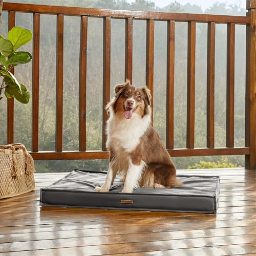 Image of LE SURE Outdoor Waterproof Dog Beds Medium Size,Orthopedic Pet Mat,30x20In | Crate Pad for Dogs with Oxford Fabric Surface,Removable Washable Cover,Egg Foam Kennel Pads,Non slip Bottom,Grey