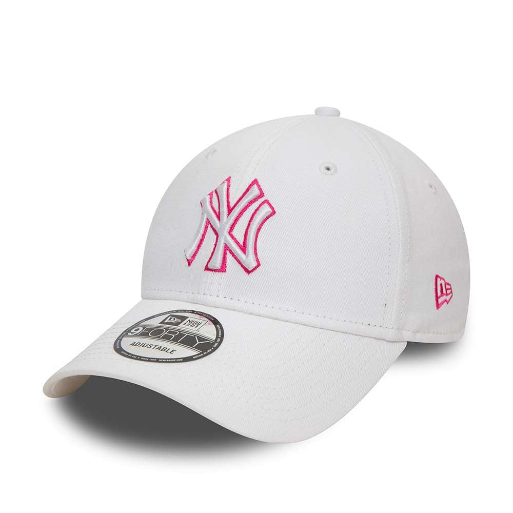 New Era Unisex White Adult's 9Forty Outline Mlb New York Yankees Baseball Cap Hat