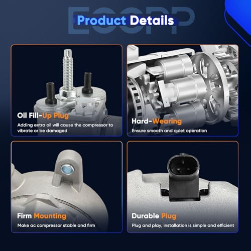 Image of ECCPP A /C Compressor with Clutch 2014-2019 Fit for Chevrolet Silverado 1500 2500 4.3L 5.3L 6.2L 2014-2019 Fit for GMC Sierra 1500 6.2L AC Compressor