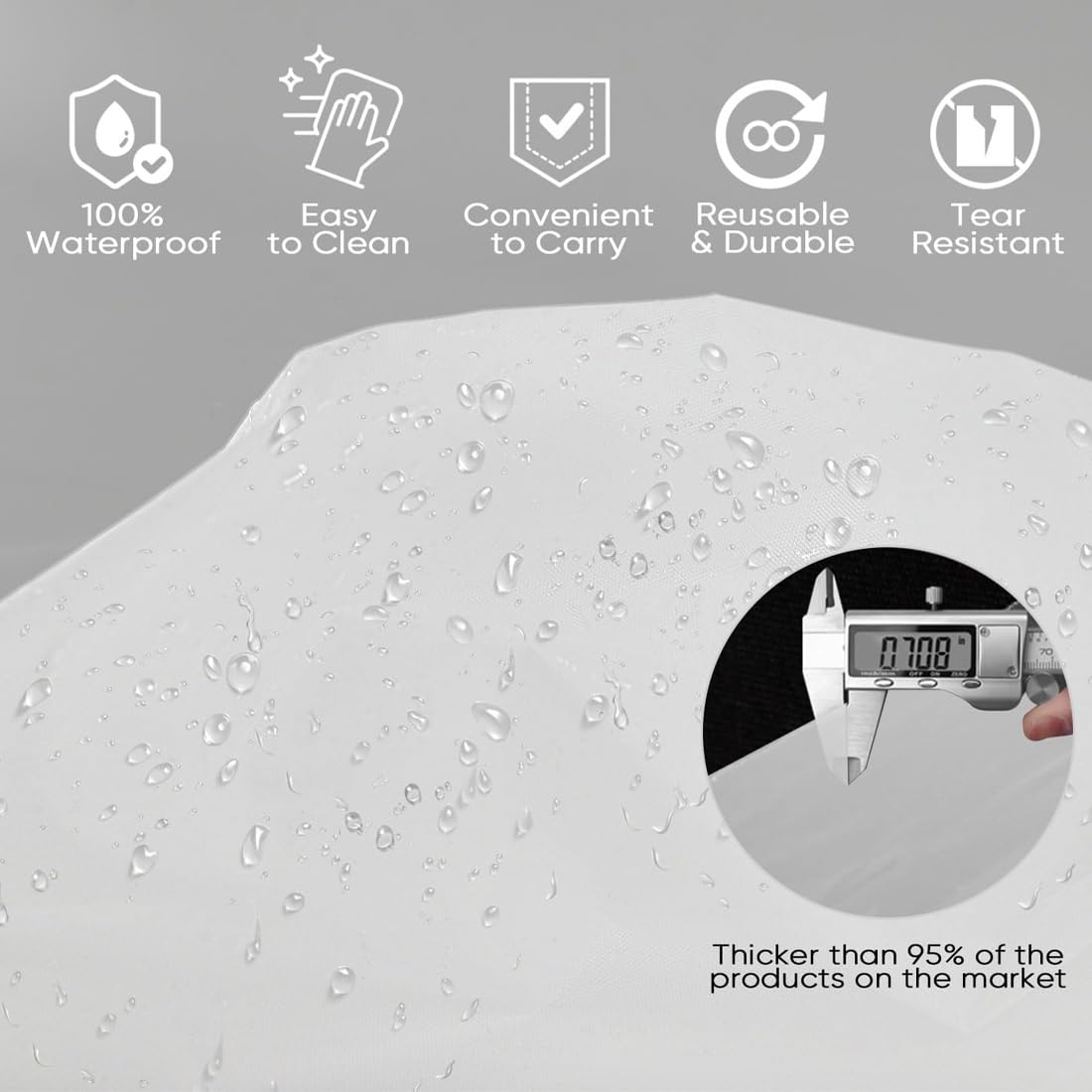 BCBF 1 Piezas Chubasquero Niño, Poncho De Lluvia Impermeable para Niños, Poncho De Lluvia,Impermeable,Reutilizable,Chubasquero para Bicicleta,Senderismo,Ciclismo Y Viajes,para Altura 1-1,5 M (Blanco)
