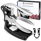 Wine bottle opener set - easy to use professional lever corkscrew with foil cutter, stand and...