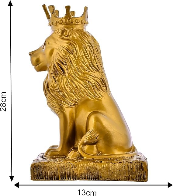 Image of Riwayat Handicrafts Majestic Lion Statue with Crown | Royal Sculpture Showpiece for Home Decor, Living Room Accent Figurine