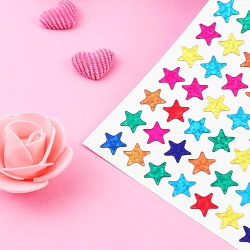 Image of SAMVARDHAN Star Shape Stickers for Kids - 10 Sheets of Multicolor Reward and Decorative 1260 Star Stickers | Shiny Star Label Sheets for Teachers, Crafts, Scrapbooks & Planners