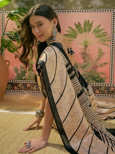 Image of SIRIL Women's Cotton Printed Saree With Unstitched Blouse Piece