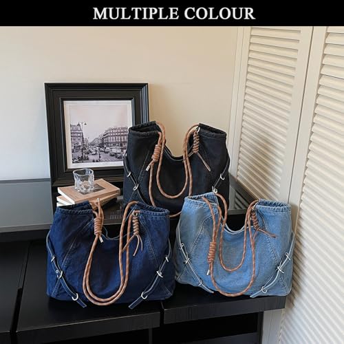 Bolso Tote Denim para Mujer Azul Claro Grande miniatura 7