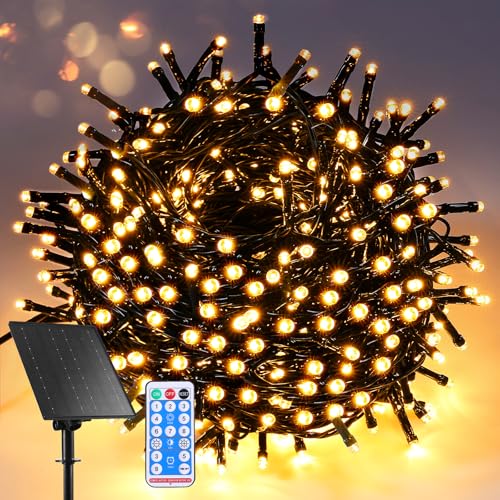 Quntis 40M 400LEDs Luces Navideñas Solares Exterior con Remote, Impermeables & 8 Modos de Luz de Navidad en Blanco...