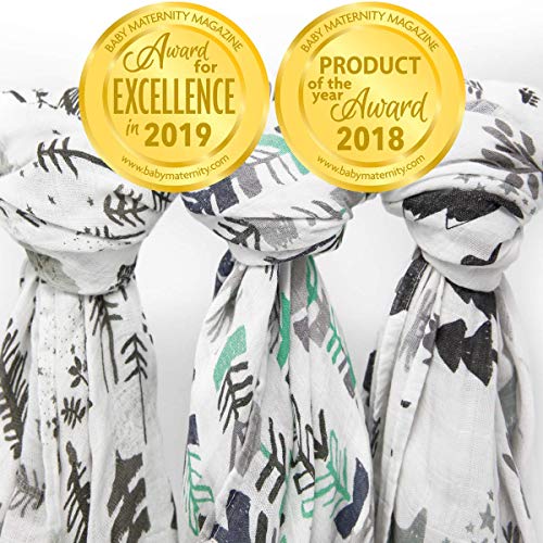 Image of Kids N' Such Extra-Large Muslin Baby Swaddle Blanket, Adventurer, 47 x 47, 3 Pack