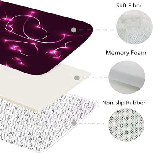 Badvorleger Set Herz lila Muster Badgarnitur 3 Teilig, Bodenvorleger U-förmiger WC-Vorleger WC-Deckelbezug, rutschfest, Waschbar für Badewanne, Dusche, Badezimmer – Bild 6