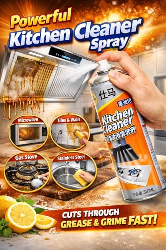 Image of Kitchen Cleaner Spray for Grease & Oil Stains, Multipurpose Kitchen Degreaser for Gas Stove, Chimney, Microwave & Tiles, Heavy Duty Kitchen Cleaning Foam Spray (500 ml)