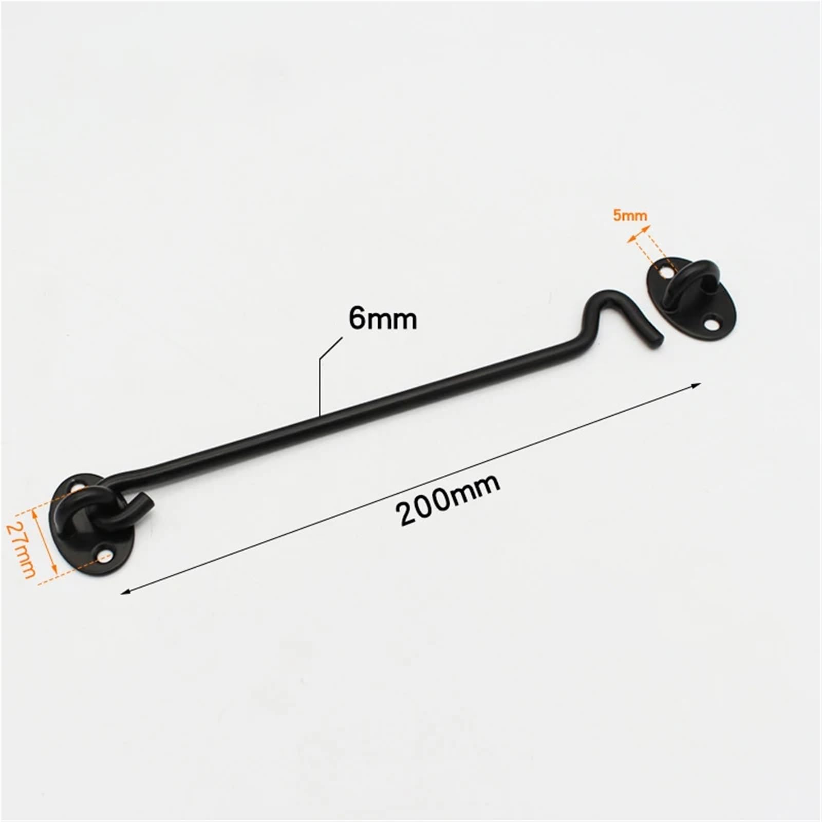 4 szt. Zatrzask z oczkiem ze stali nierdzewnej | Zamek drzwi do szafek bramowych Bezpieczne zamykanie(Black,200mm)