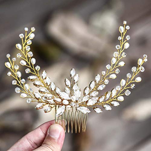 Yean Bridal Hair Combs Wedding Silver Leaf Hair Comb for Bride and Bridesmaid (Comb-004)