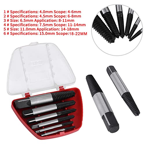 Akozon 6pz Estrattore di Viti Danneggiat Estrattori Vite HSS Estrattore Punte Guida Set per Rimozione Delle Viti Rotte o Danneggiate