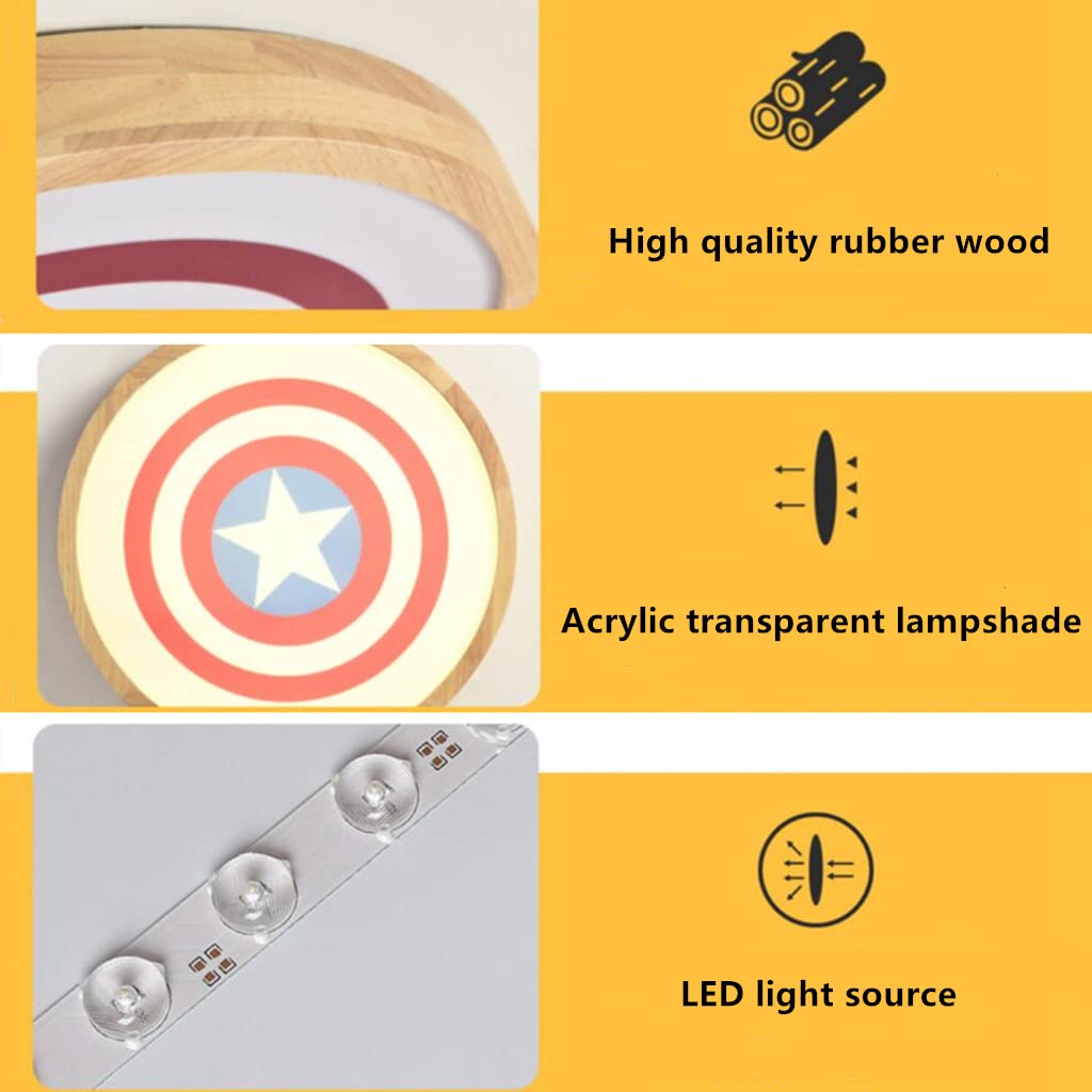 Capitan America LED Lampada A Soffitto Rotonde Design Plafoniera Cartoon Camera Dei Bambini Illuminazione Ragazzo Cameretta Luci Dimmerabile Con Telecomando Ultra Sottile Lampadario,40cm