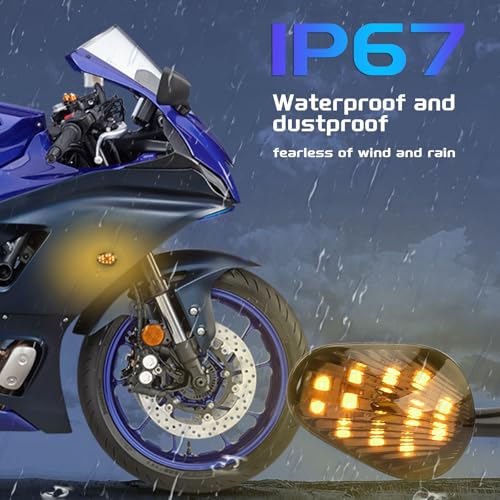 Image of Flush mount motorcycle turn signals LED Light Blinkers Compatible with YZF R1 R3 R6 R6S TMAX MT 07 MT 09 Fazer FZ6 FZ1 FZ FZ6R FZ07 FZ8 FZ09 Turn Indicators (Smoked Color)