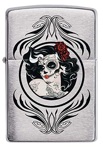 Encendedor Zippo Day of The Dead Girl Brushed Chrome miniatura 2