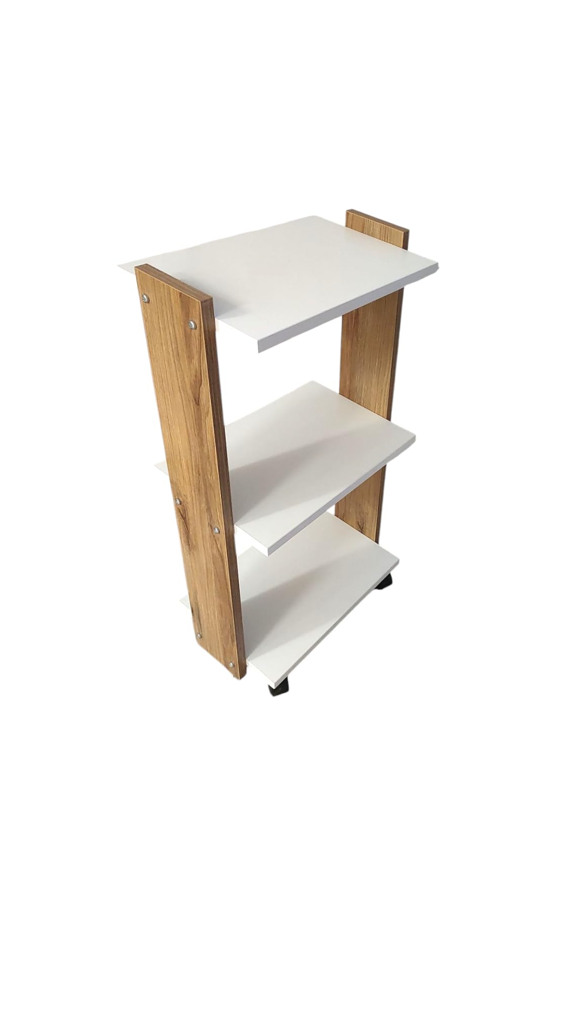 Falegnameria Matonti - Carrello con Ruote Girevoli 80x44x28.5 cm in Legno Bianco con 3 Ripiani Portaoggetti. Ideale per Estetista, Salone di Bellezza, Parrucchieri. Mobiletto Multiuso, Made in Italy
