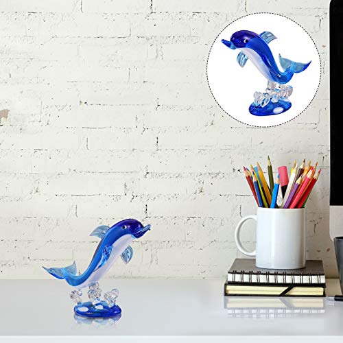 Healifty W172494IFP1B Glass Dolphin Figurines Animal Sculpture Statue Paperweight Blue Glass Dolphin Glass Blown Sea Animal Figurine Tabletop Ornament Decorative Showpiece Centerpiece thumb #5