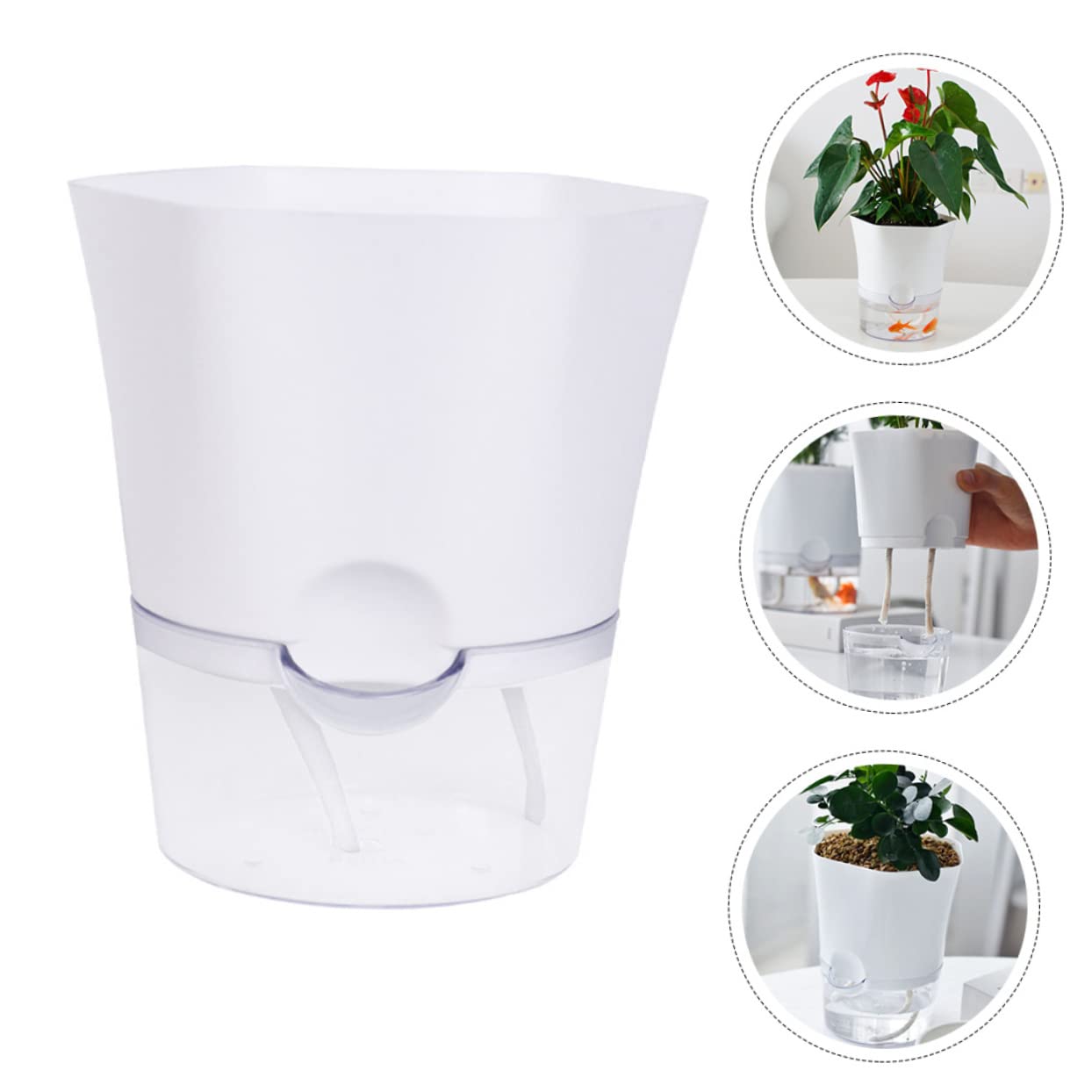 ibasenice 2 Pièces Pot de Fleurs Auto Arrosant Transparent Plastique Pot Plantes Intérieur Décoration Moderne pour Maison et Bureau Maintien de Humidité Sol