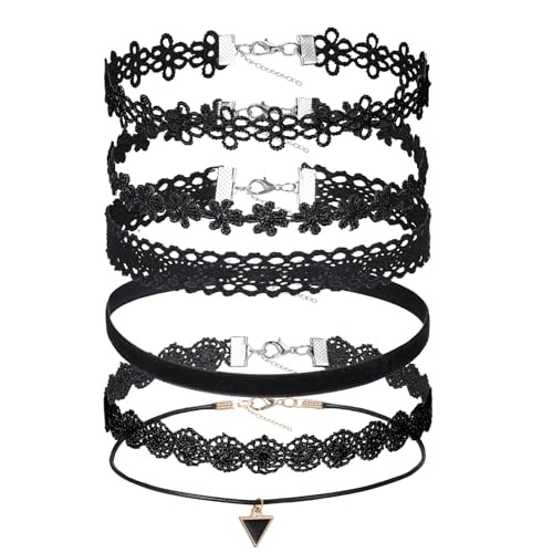 Aphumedc 6 Stück Choker Kette Damen Verstellbare Schwarz Velvet Halsband Damen Klassische Kropfband Schmuck für Frauen und Teenager-Mädchen Dancing...