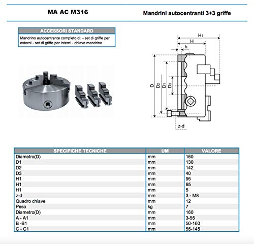 Mandrino autocentrante precisione tornio 3+3