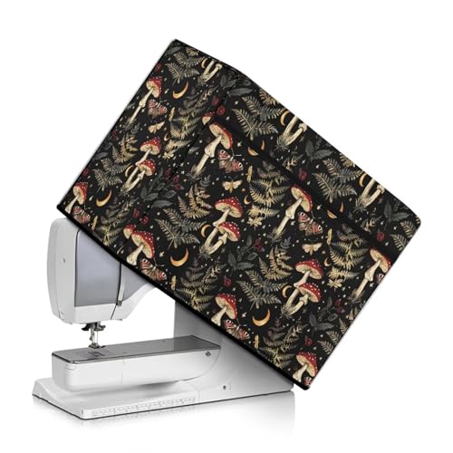 Uorisanigo Cover for Sewing Machine Dust Cover Protective Cover Mushroom and Leaf Sewing Machine Pattern Dust Cover Compatible with Most Standard Machines and Accessories Decor