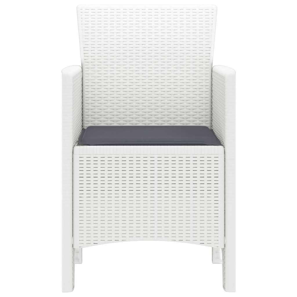 Silla de jardín de polipropileno con cojín, 4 unidades, color blanco, 53 x 49 x 85 cm, para terraza y balcón