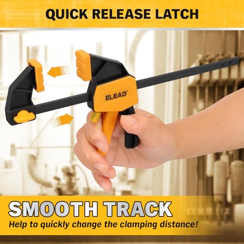 Image of 6 inch Mini Bar Clamps for Woodworking, 2-Piece One-Handed F Clamp /Spreader, 75LBS Load Limit Wood Clamp, Quick Release Grip Clamps for Table Wood Working, Light-duty Tools