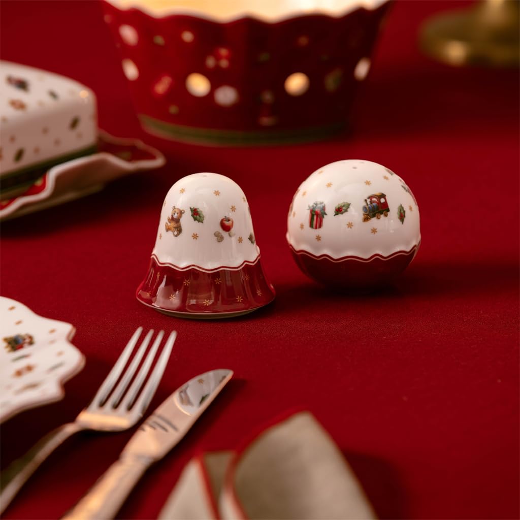 Villeroy & Boch - Toy's Delight Salz- und Pfefferstreuer Set Bunt, Mikrowellensicher, Weihnachtsdeko für Gewürze, Streuer für Salz und Pfeffer Weihnachten, Premium Porzellan