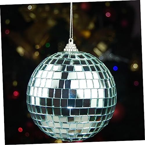 Decoraciones colgantes de espejo plateado DECHOUS, 6 piezas, para fiestas, bodas y festivales de música, reflectantes para iluminación de baile y eventos miniatura 4