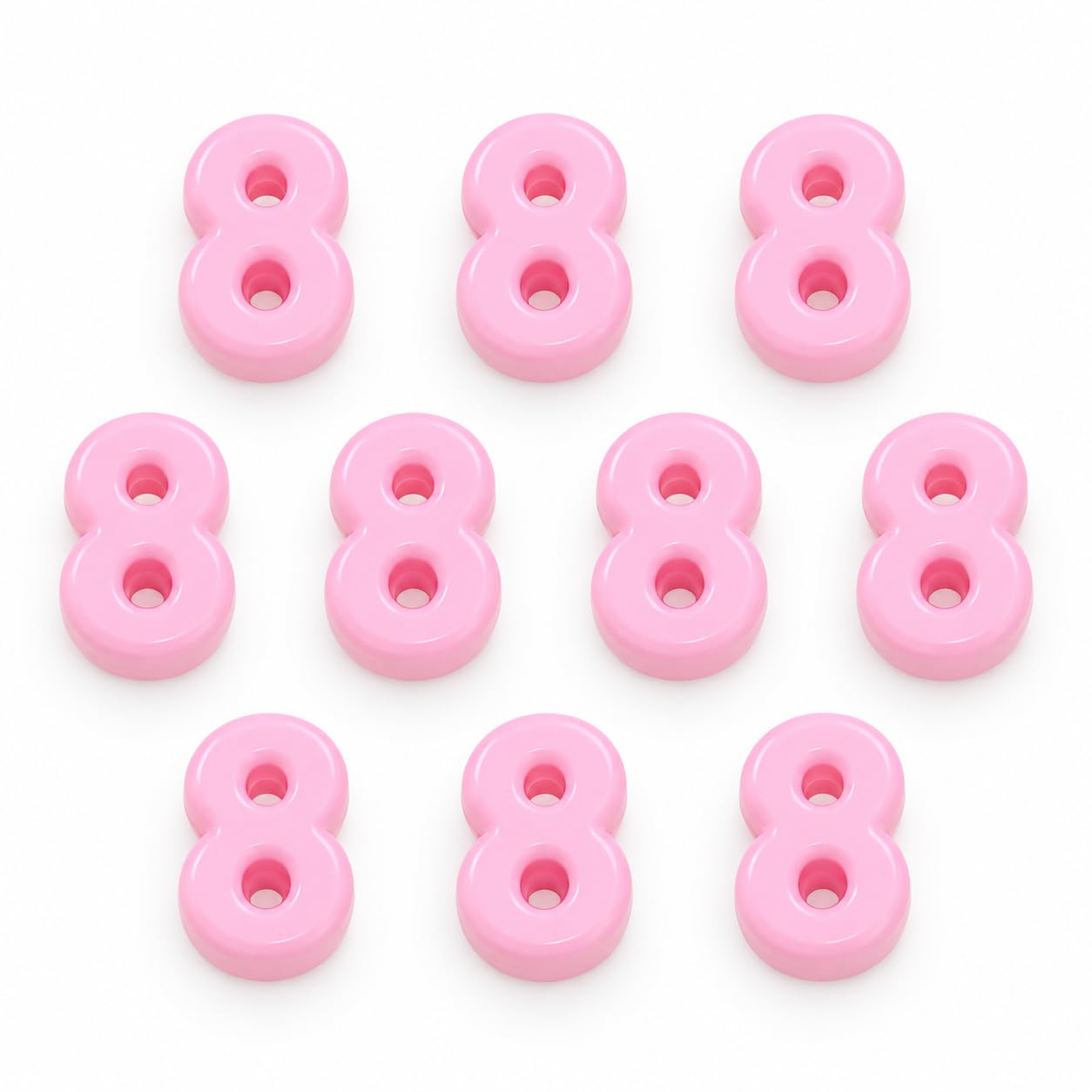 Number Beads, 10pcs Number Beads for Bracelets with 6mm Large Hole, Number Bead for DIY Jewellery Making, Keychains and Paracord Crafts(Light Pink, Number 8, 10)