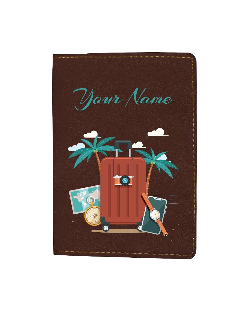 in voguish Customized Passport Cover for Women & Men – Personalized Leather Passport Holder with Name Print | Travel Luggage & Palm Tree Design | Gift for Travelers-picture-33