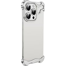 Minimalist Phone Case for iPhone 16/16 Pro/16 Plus/16 Pro Max, Special-Shaped Metal Corner Pad Anti-Fall Case with Lens Film Naked Frameless,16,Silver