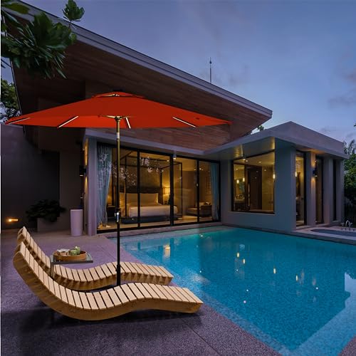 Image of Midtown Umbrellas LED Swilt - 9 Ft Solar LED Patio Umbrella, Apple Canopy