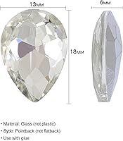 Vista 5 de SWTHONY Lágrima de cristal de 0.512 x 0.709 in con diamantes de imitación grandes Pointback para manualidades, fabricación de joyas, zapatos