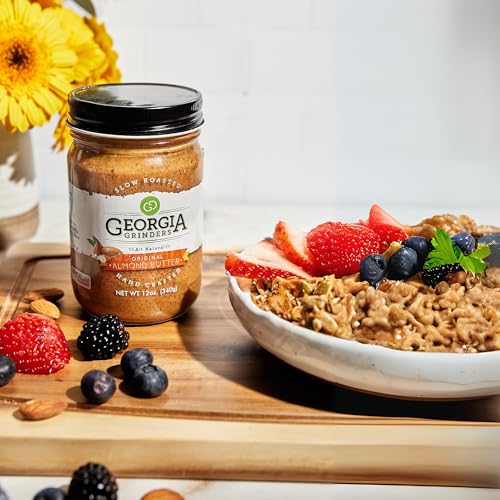 Image of Georgia Grinders Original Almond Creamy Gourmet Nut Butter Spread, Whole30 Approved, Non-GMO, Gluten Free, No Palm Oil, No Added Sugar, Paleo and Vegan Friendly, 12 Ounce (1 Pack)