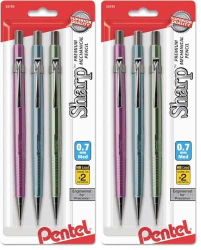 Image of Pentel P207MBP3M1 Sharp Mechanical Drafting Pencil 0.7 mm Assorted Pastel Barrels 3 /Pack (Pack of 2)