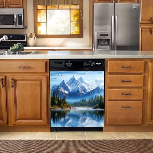 Image of BVBOX Dishwasher Magnet Cover 23 inchx26 inch, Reusable Magnetic Refrigerator Covers, Decorative Magnets Cover Fridge Door Skin Panel Stickers for Home Kitchen Appliance