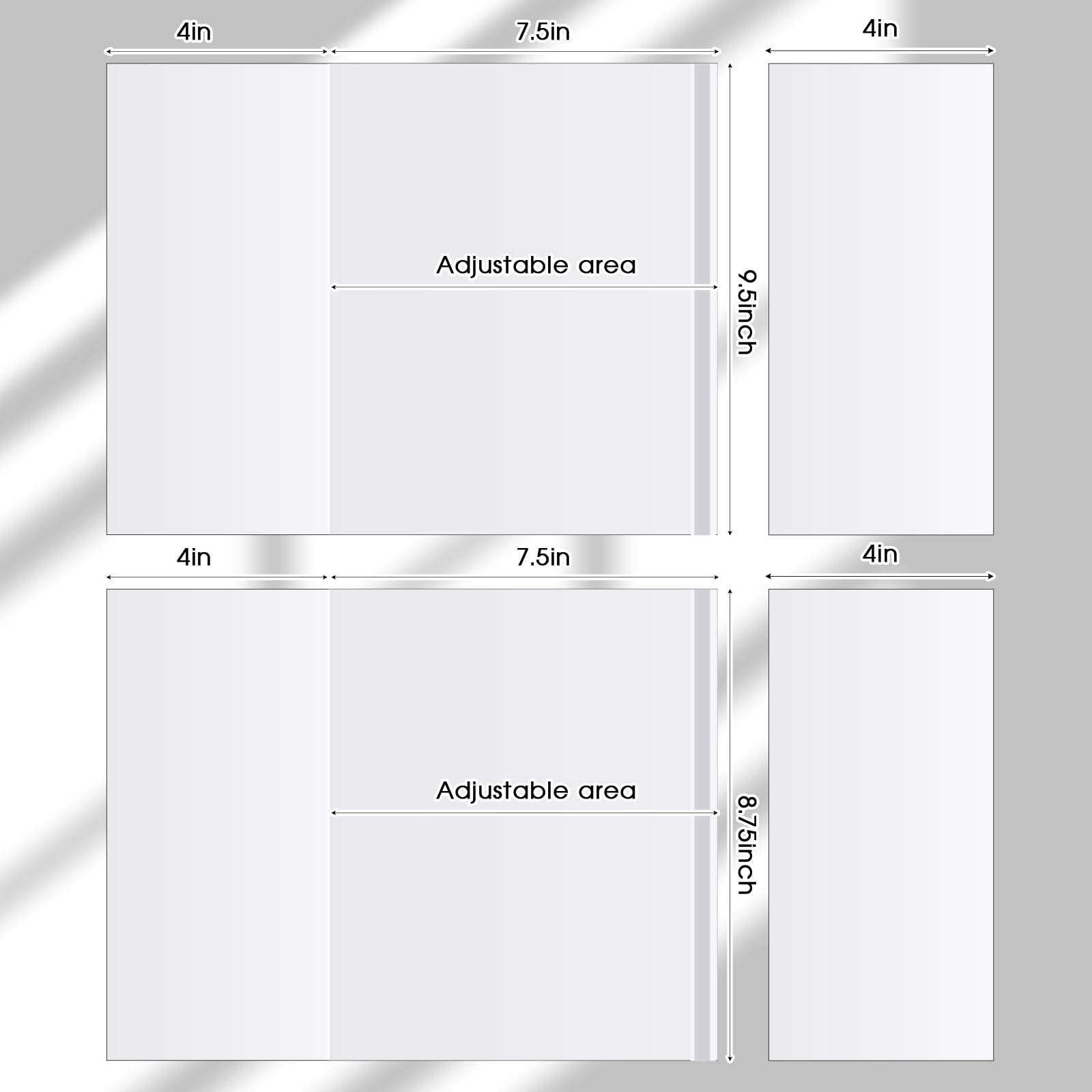 ReliThick 100 sztuk regulowanych przezroczystych okładek na książki o wymiarach 24 x 35 cm + 8,5 x 15 cm, wodoodporny pokrowiec z tworzywa sztucznego, z samoprzylepnym zamknięciem, ochrona przed