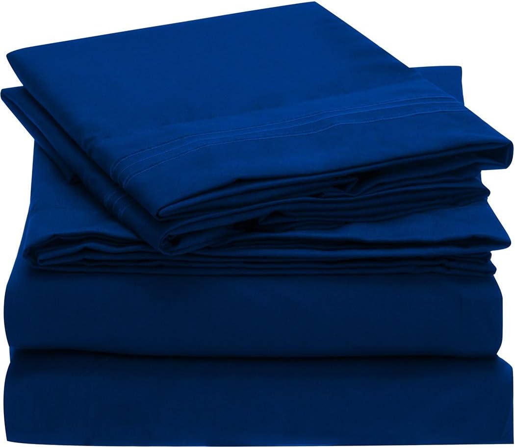 Mellanni 3pcs Bed Sheet Set Brushed Microfiber 1800 Bedding - Wrinkle, Fade, Stain Resistant - 3 Piece - 1 Fitted Sheet and 2 Pillowcases (Queen, Imperial Blue)