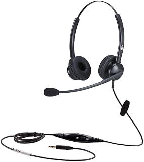 MKJ 3.5mm Headset with Microphone Noise Cancelling Corded Cell Phone Headset with Volume Control for Call Center Home Office Wired 3.5mm PC Headphones Dual Ear for Conference Calls