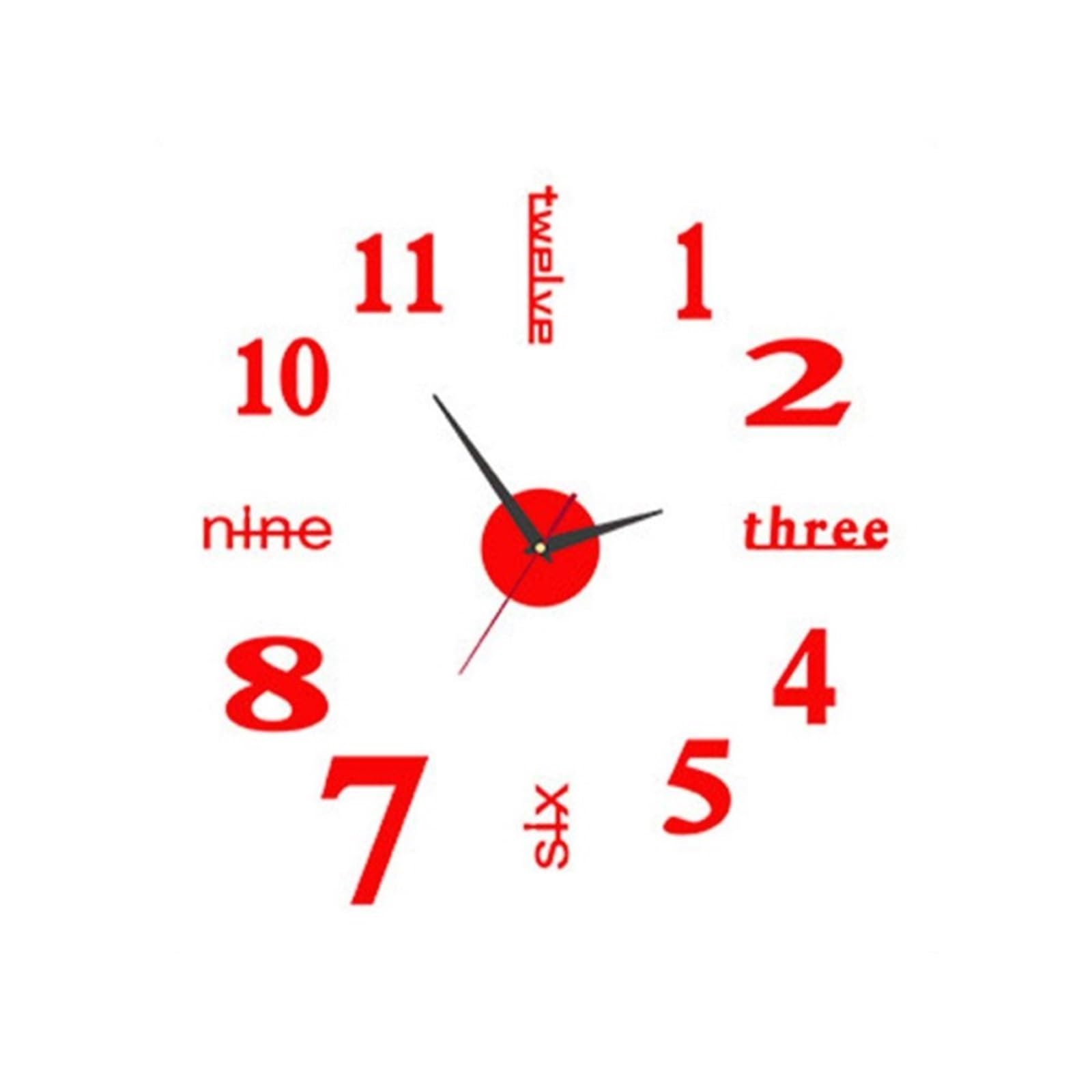 YUPLIODSX Frameless Diy Wall Clock 3D Luminous Wall Clock Frameless DIY Digital Clock Wall Stickers Mute Clock For Living Room Bedroom Office Wall Decor