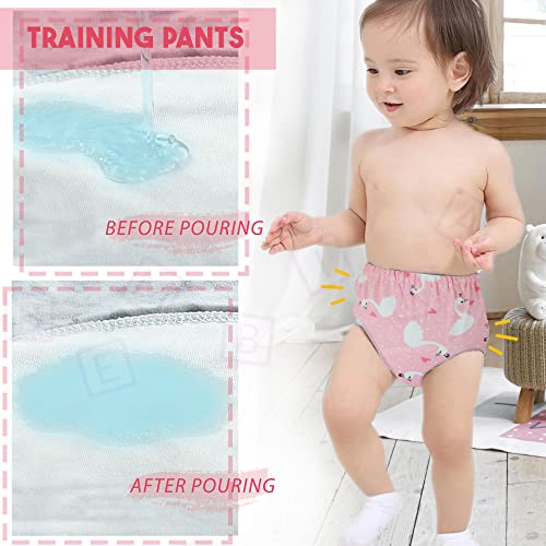 Image of Bembika Baby Training Pant - Soft Cotton, Reusable, and Leak-Resistant Potty Training Pants for Kids Padded Underwear for Babies to Support a Smooth Diaper Free Transition (M Size For 12-18 Months Pink Swan Theme)