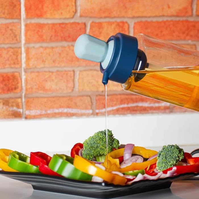 Image of Oblivion Oil Plastic Bottle Dispenser With Lid Clear Drip Free Spout Controlled - Oil Dispenser for Cooking, Easy Flow and Vinegar Bottle - Pourer Liquid Dispenser Transparent & Unbreakable (1000 ML)
