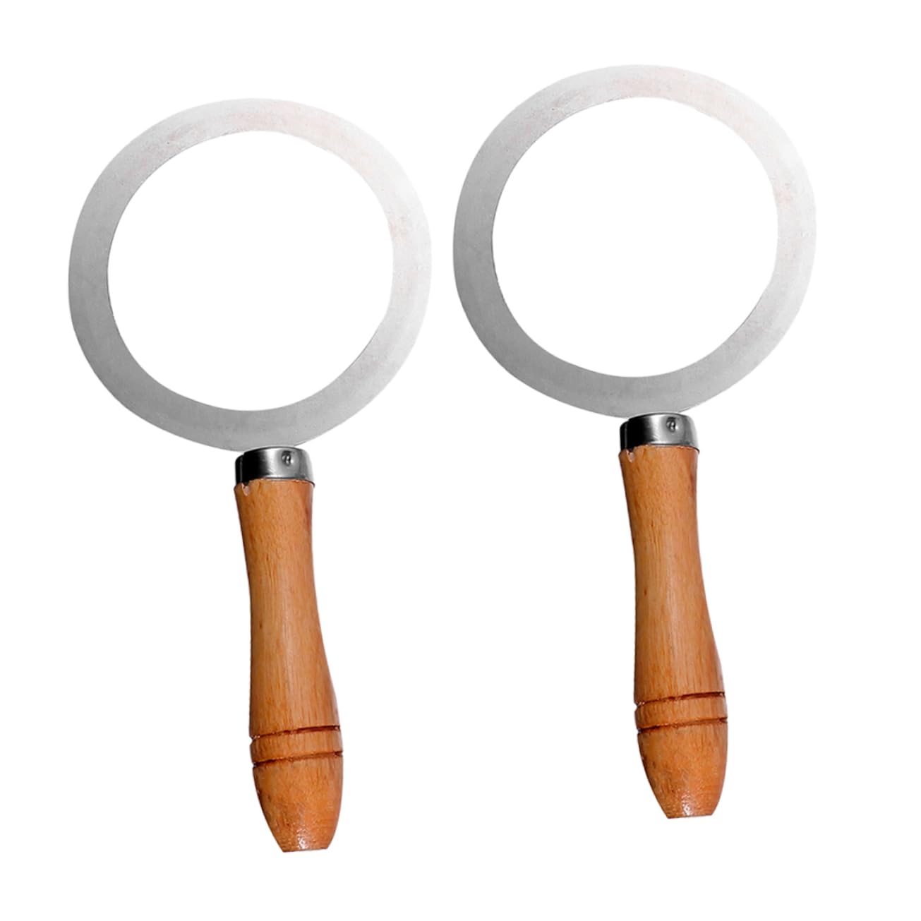 2pcs Milk Cup Rim: Stainless Steel Brulee Ring With Wood Handle - Heat-resistant Cup Rim Gasket For DIY Milk Tea And Desserts