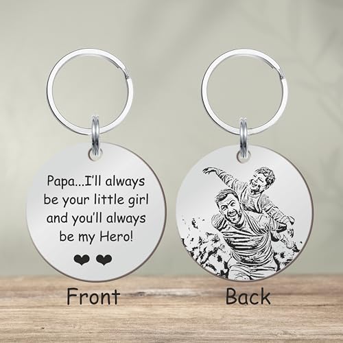 Image of Father's Day Gifts, Dad Birthday Gifts from Daughter Personalised Daddy Photo Keyring - The Moment You Became My Daddy | Personalised New Born Baby Gift